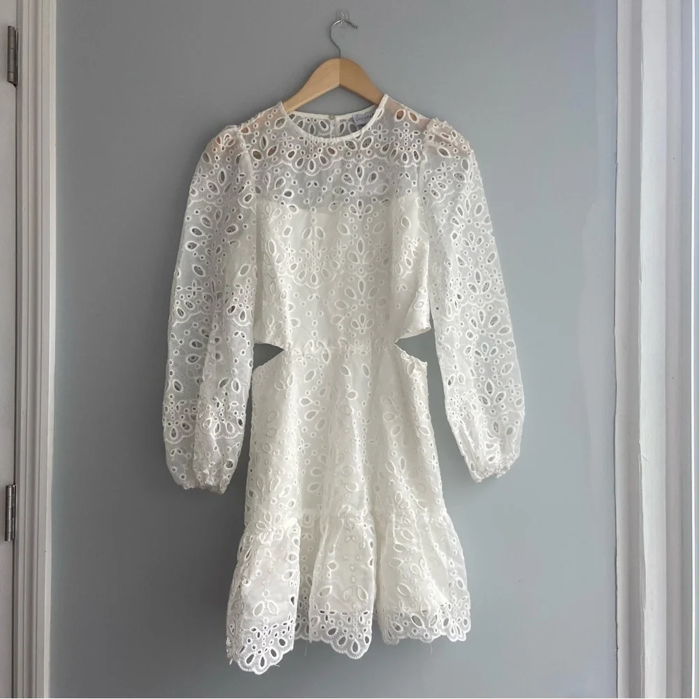 Lucy Paris Faith Cut Out White Eyelet Lace Mini Dress - Picture 12 of 12